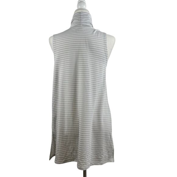 Garnet Hill Striped Turtleneck Tunic Top Sleeveless Small Tencel Preppy Office - Picture 11 of 12